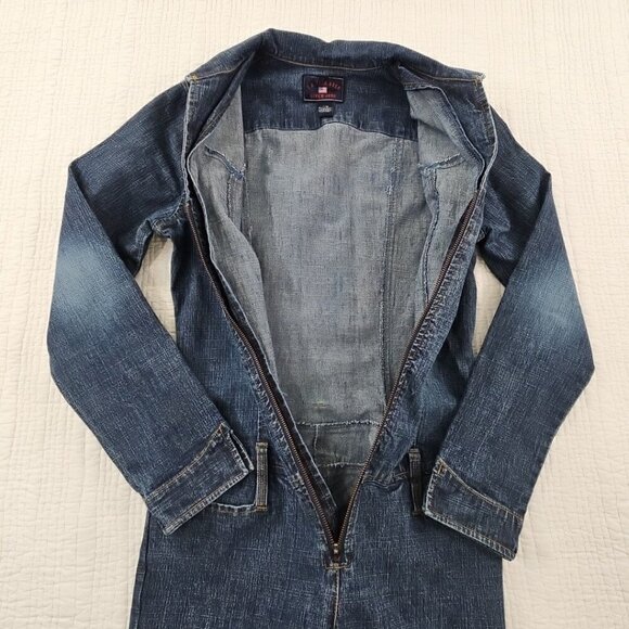 U.S. Polo Assn. Full Zip Stretch Denim Jumpsuit Women's 7/8 Long Sleeve EUC - Picture 10 of 16